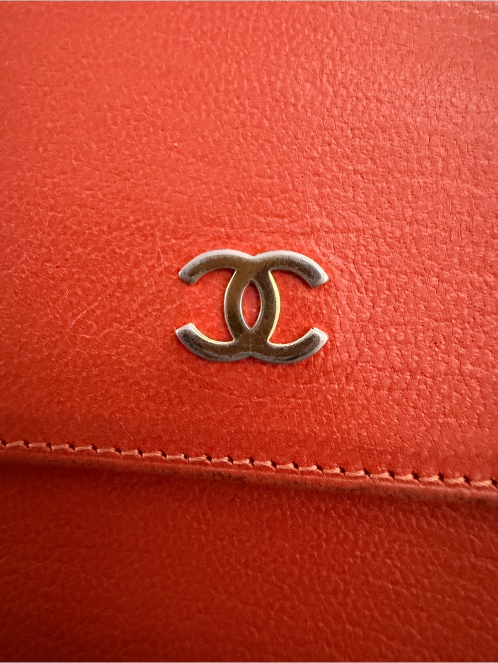 CHANEL Orange Leather Wallet with Gold CC Emblem - Picture 2 of 8